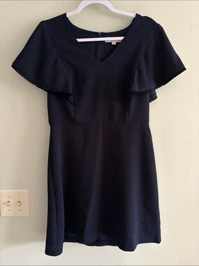 LOFT Navy V-Neck Flutter Sleeve Mini Dress